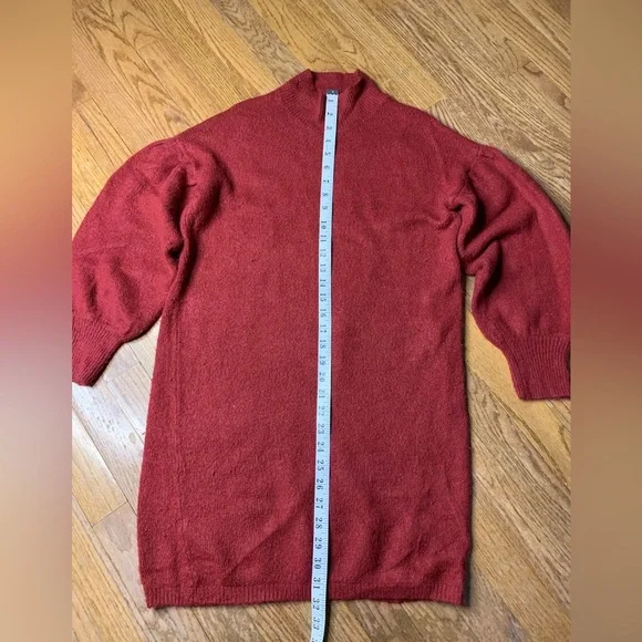 For Thee Red Balloon Sleeve Mock Neck Sweater Dress - M - Picture 6 of 7
